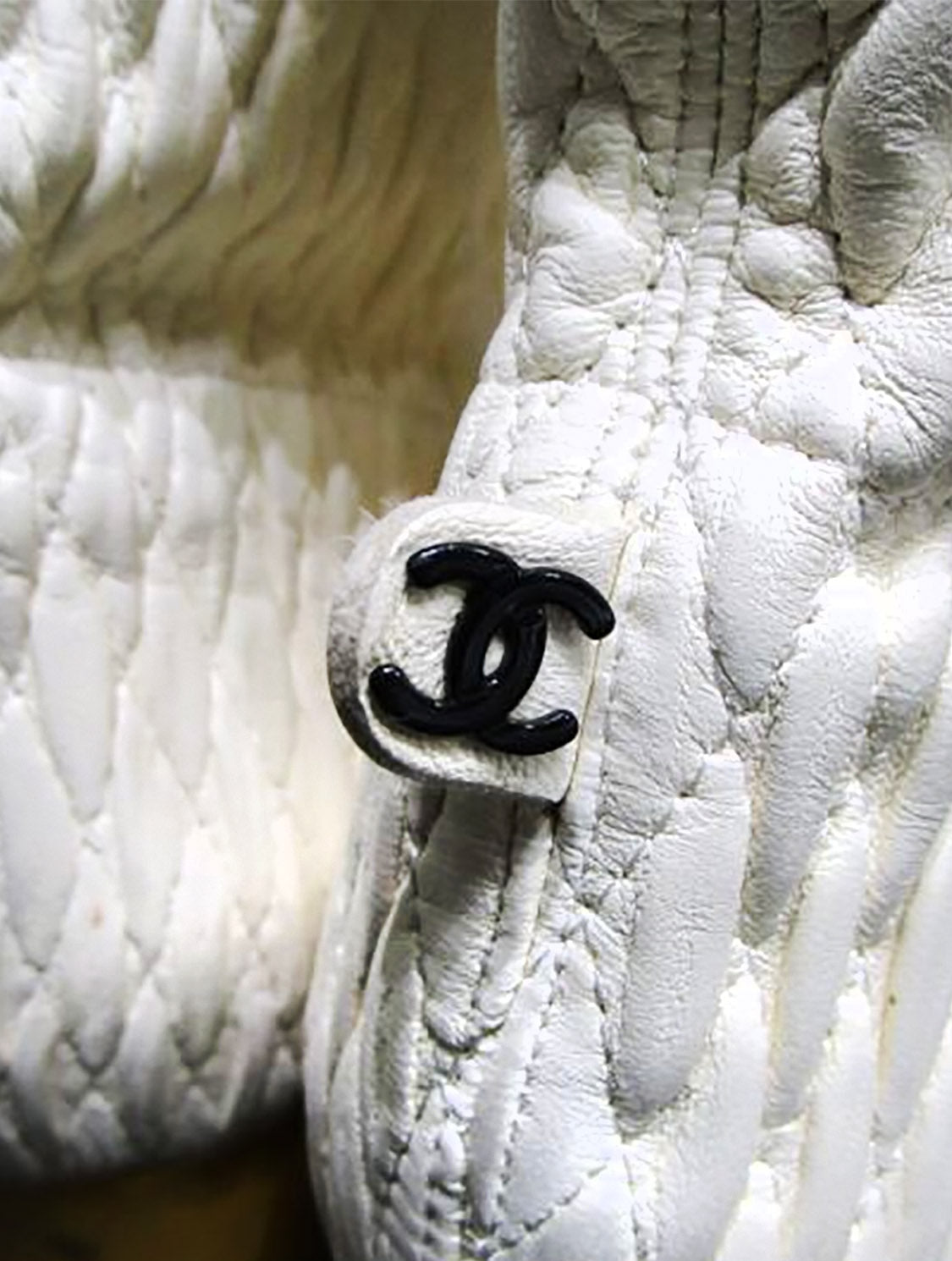 Chanel 1990s Rare Stitched Ruched White Boots