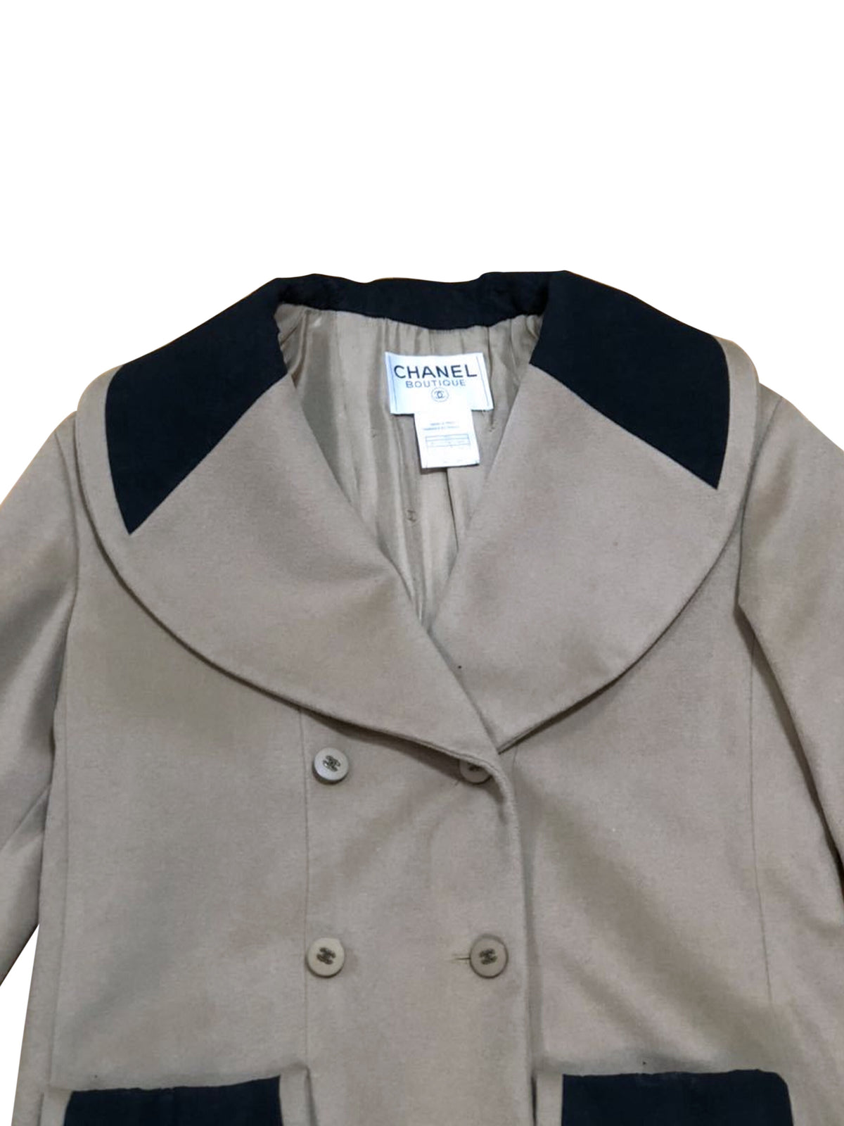Chanel 2000s Gray and Black Wool Peacoat