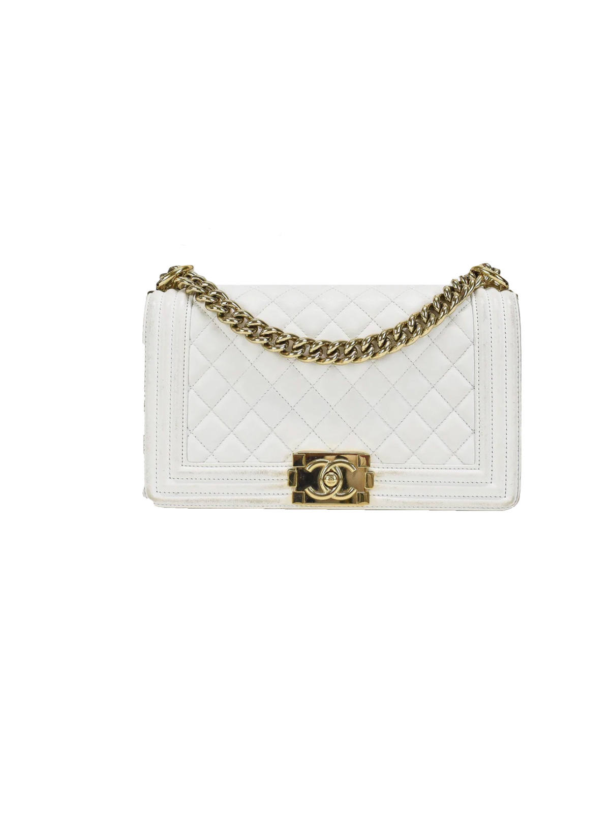 Chanel 2018 White Leather Boy Bag