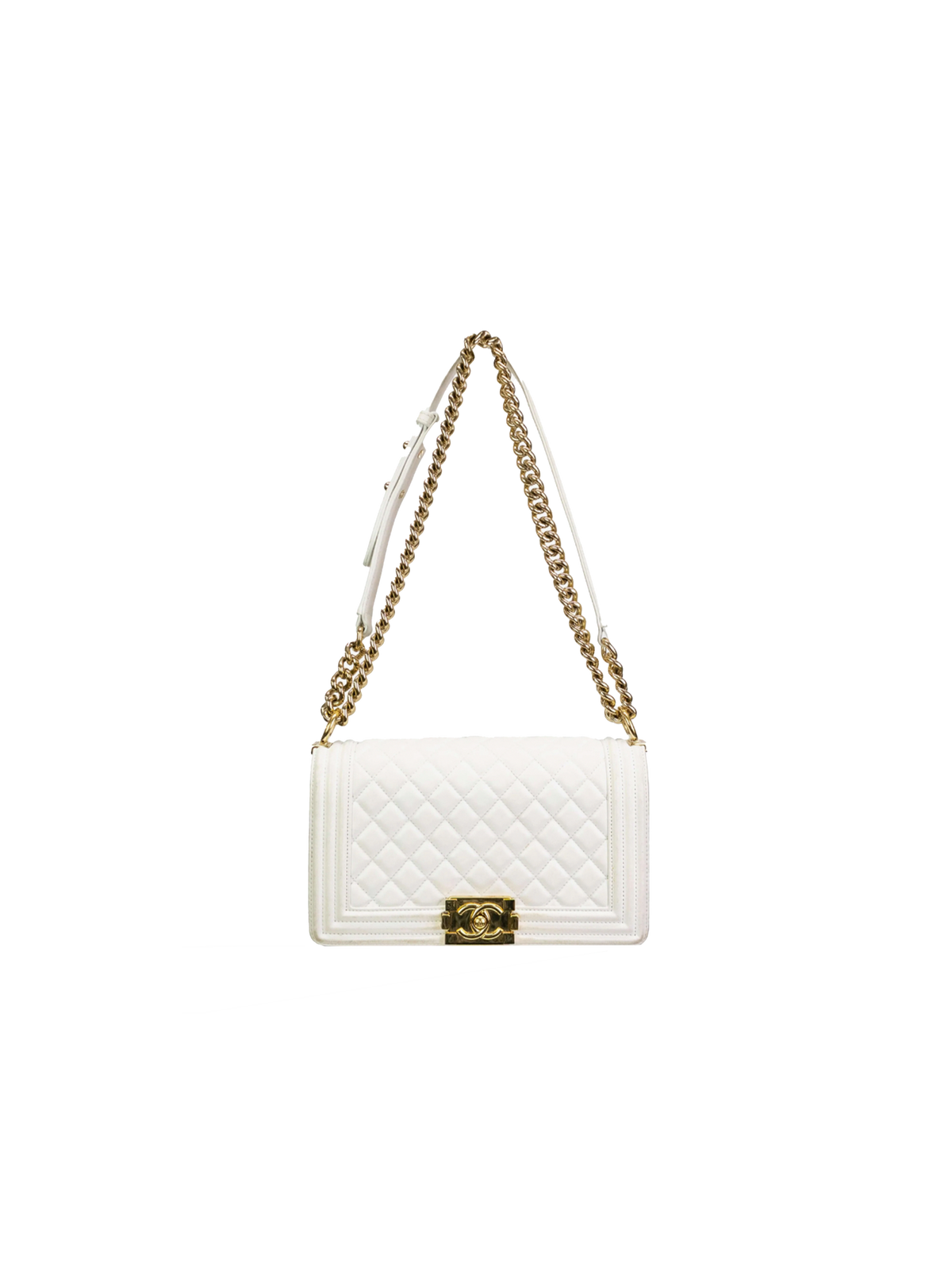 Chanel 2018 White Leather Boy Bag