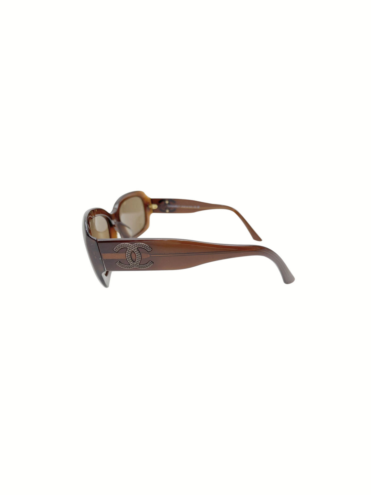 Chanel 2000s Brown Mix Resin Sunglasses