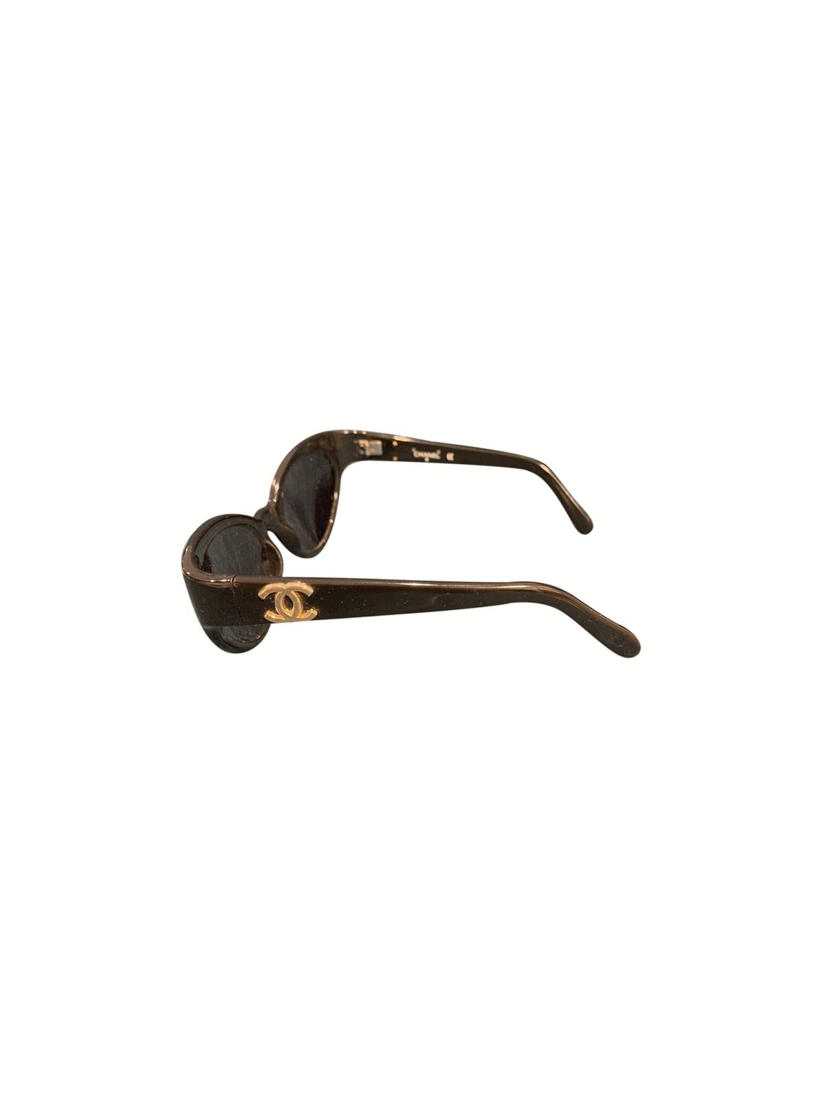 Chanel 2000s Black CC Gold Sunglasses