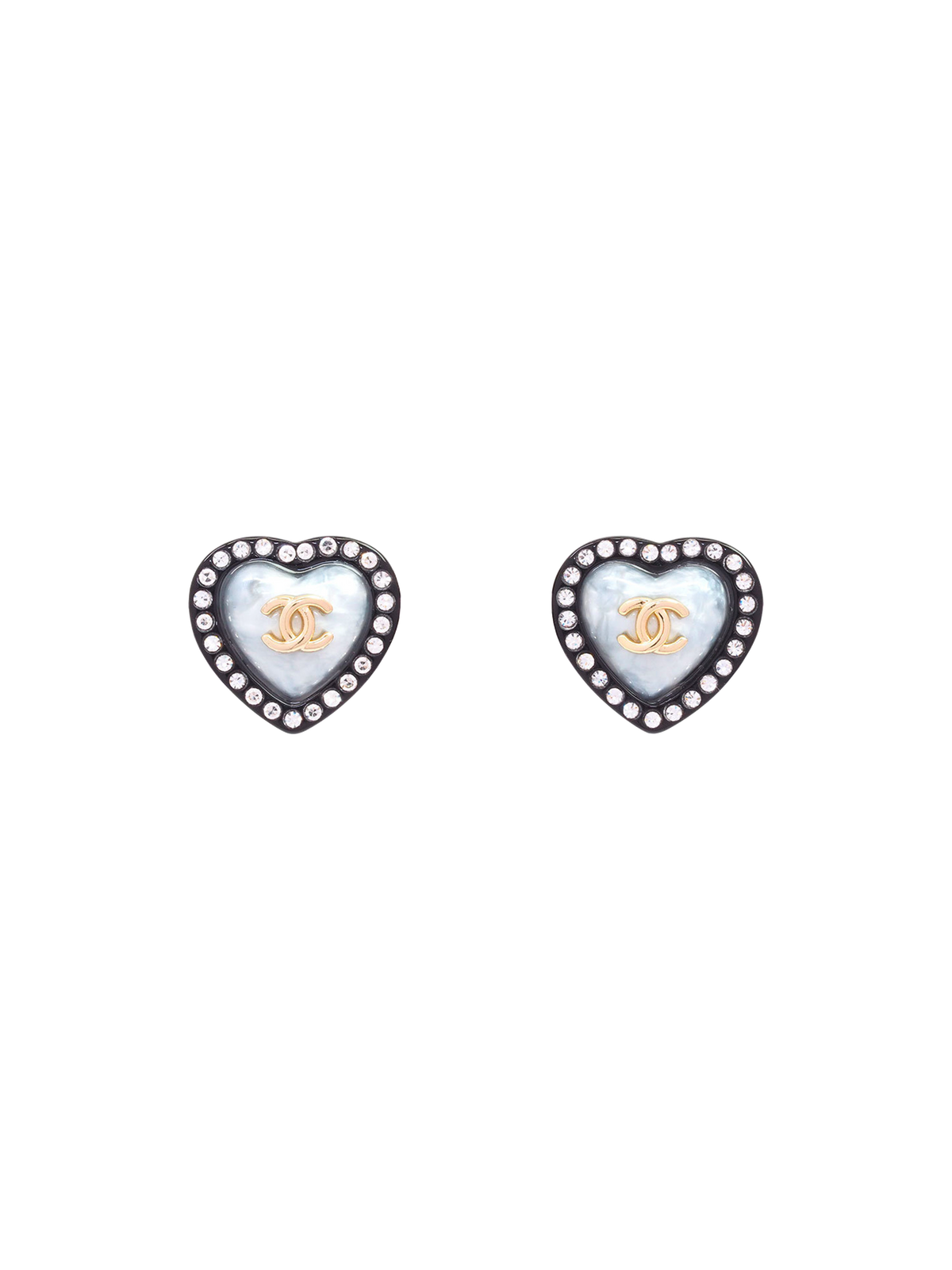 Chanel 2000s Rare Pearl Heart Earrings