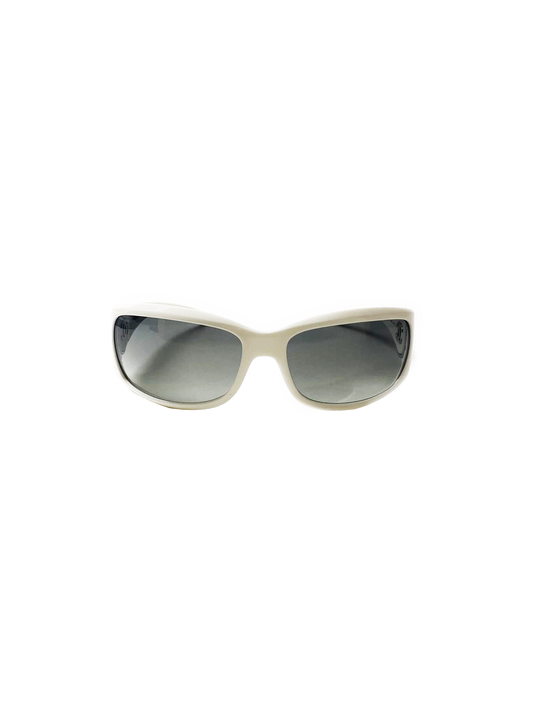 Chanel 2000s White Rectangle Ombre Lens Sunglasses