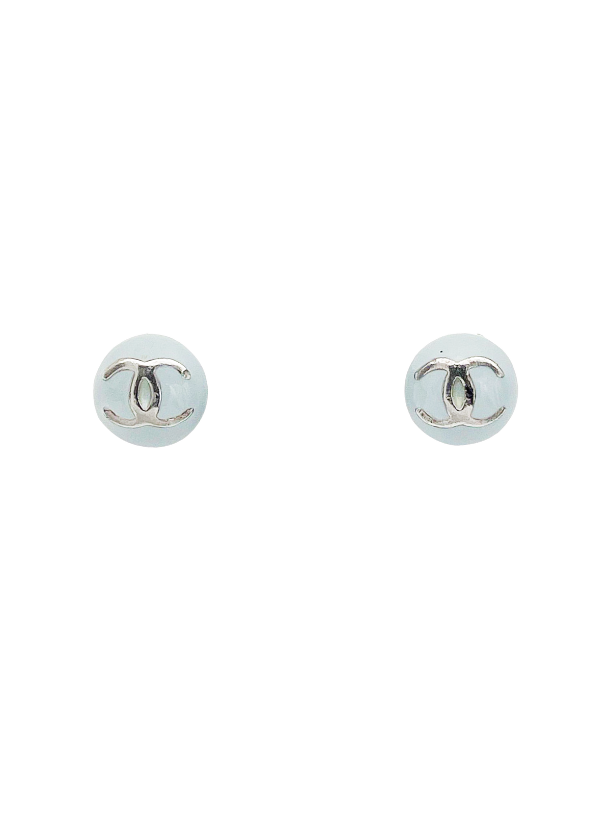 Chanel 2000s Mini Round Coco Blue Earring