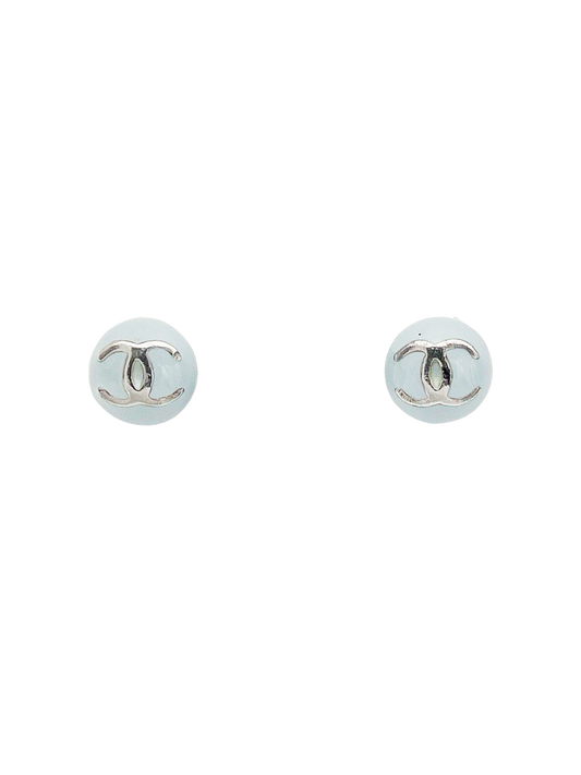 Chanel 2000s Mini Round Coco Blue Earring