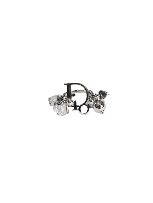 Christian Dior 2000s Silver Oblique Beaded Ring