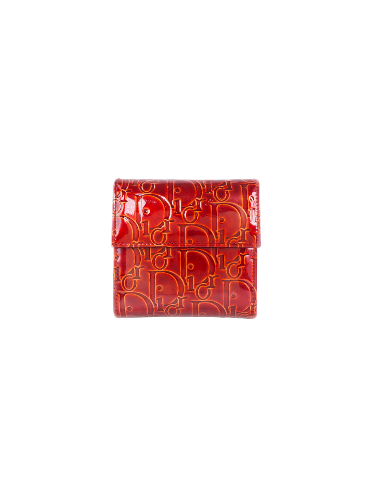 Christian Dior 2000s Red Vinyl Monogram Wallet
