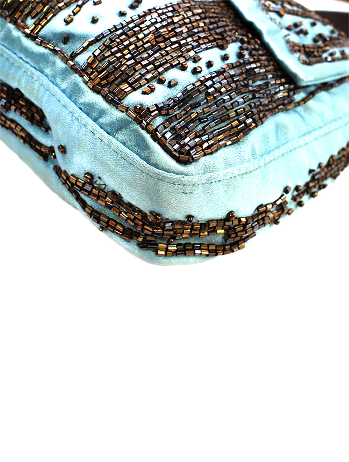 Fendi 2000s Rare Blue Beaded Baguette