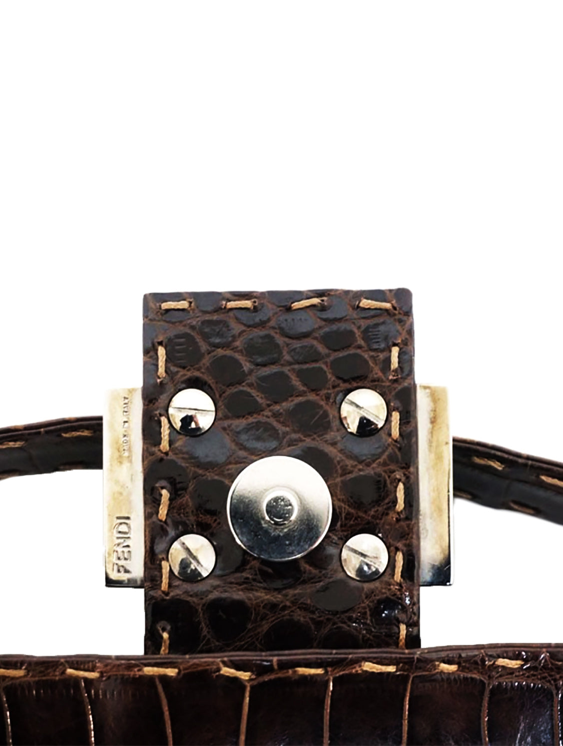 Fendi Brown Rare 2000s Crocodile Baguette