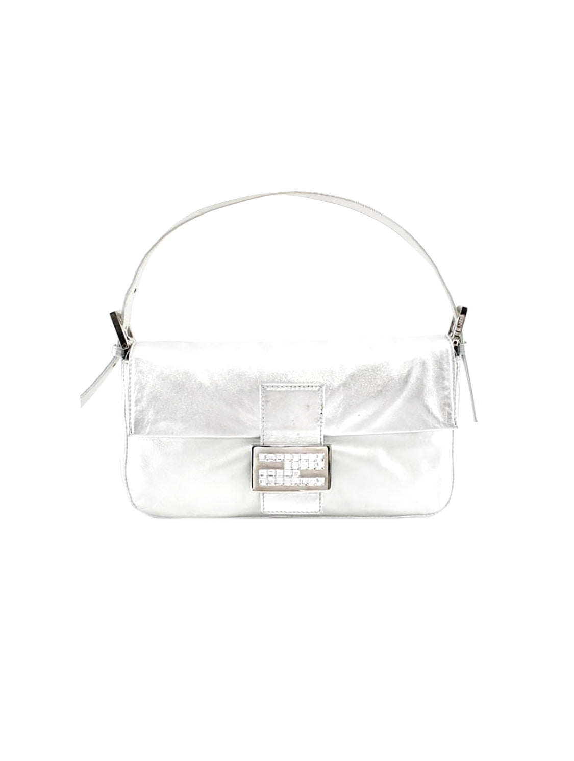 Fendi 2000s Rare Metallic Silver Baguette