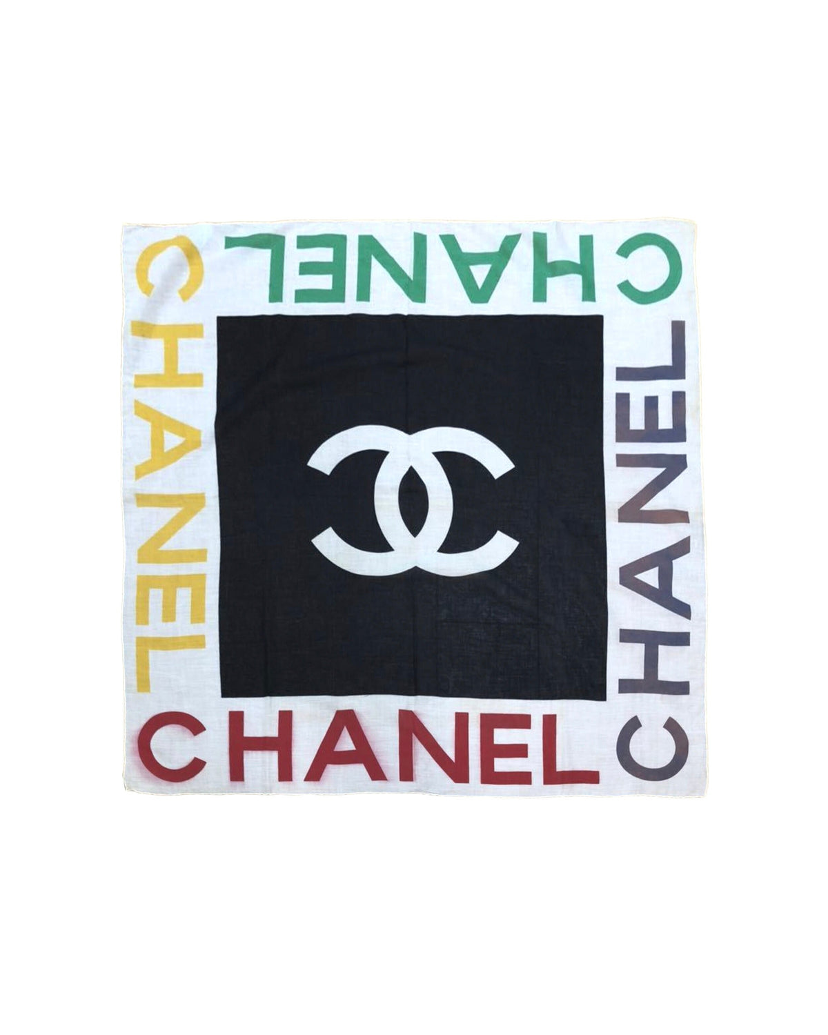 Chanel Multicolor Logo Cotton Scarf