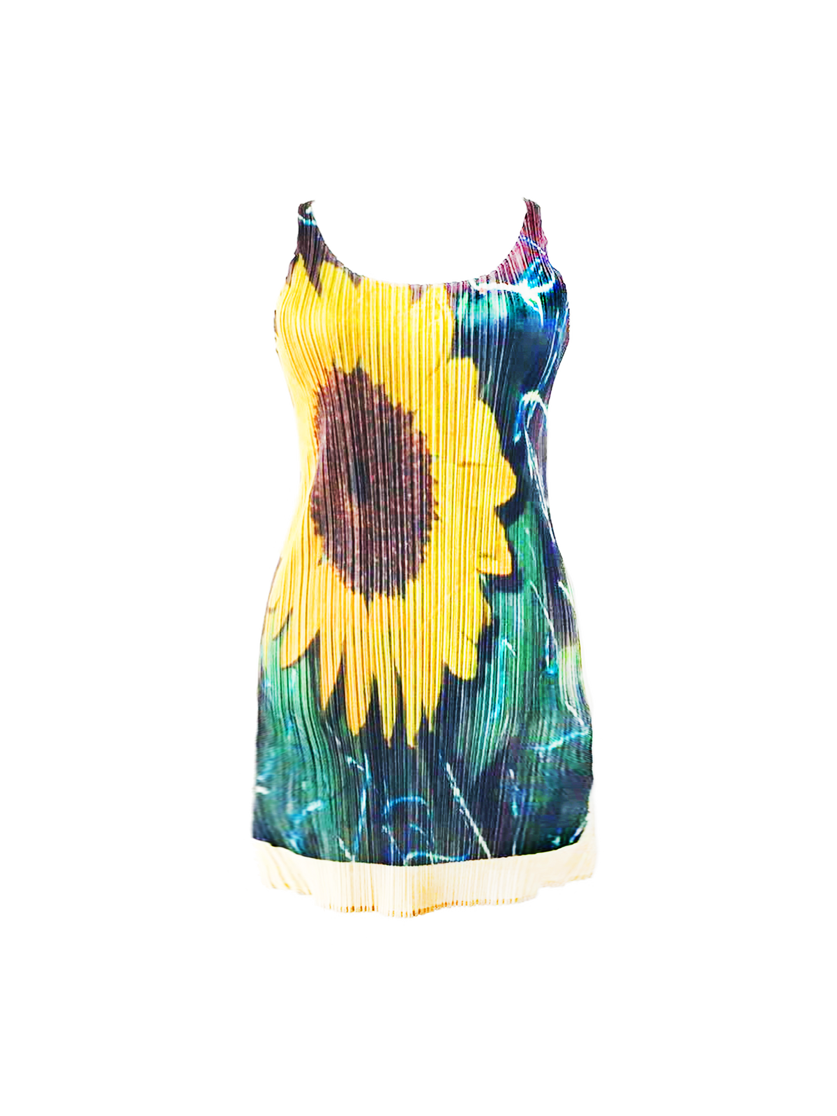 Issey Miyake 2000s Guest Artist Rare Sunflower Pleats Dress