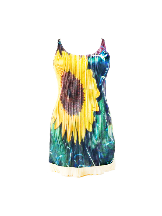 Issey Miyake 2000s Guest Artist Rare Sunflower Pleats Dress