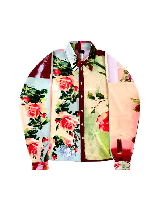 Jean Paul Gaultier 2000s Homme Rose Print Button Up Shirt