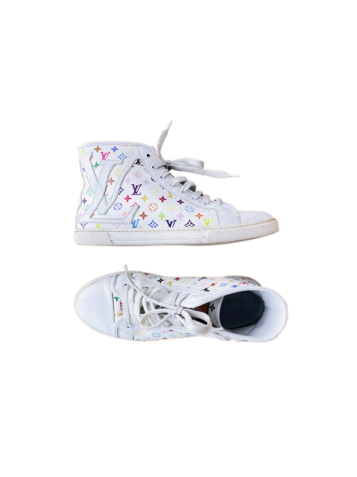 Louis Vuitton 2003 Murakami White Leather Sneakers