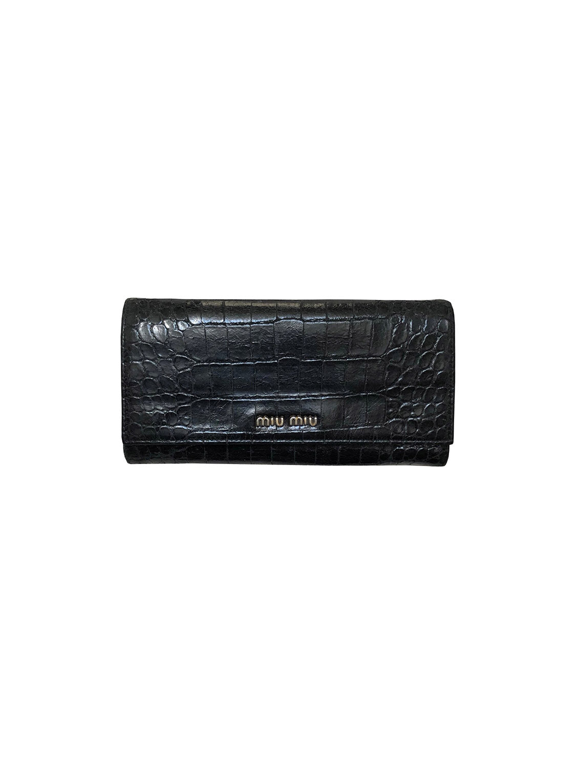 Miu Miu Black Crocodile Print Wallet