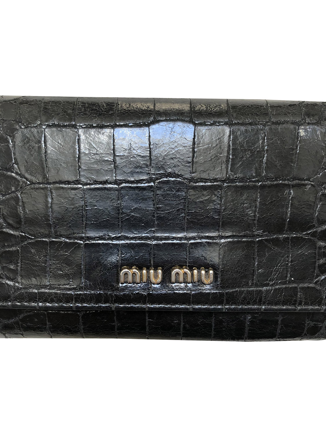 Miu Miu Black Crocodile Print Wallet