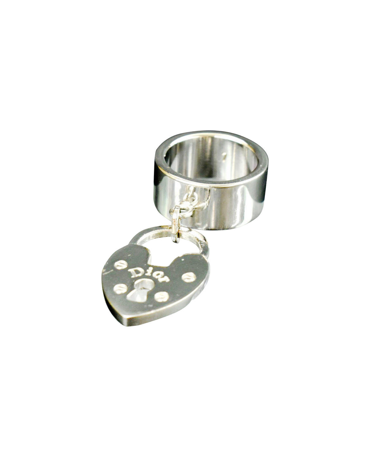Christian Dior 2000s Silver Lock Heart Ring