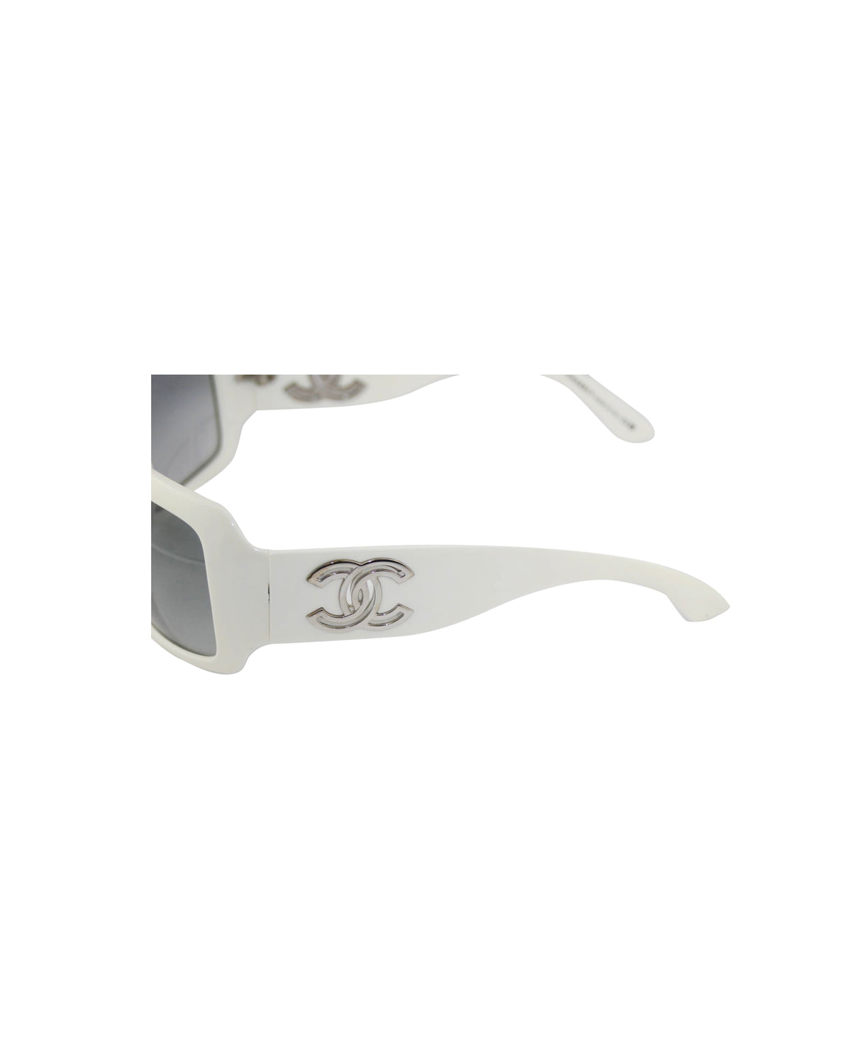 Chanel White Rectangular Silver Sunglasses