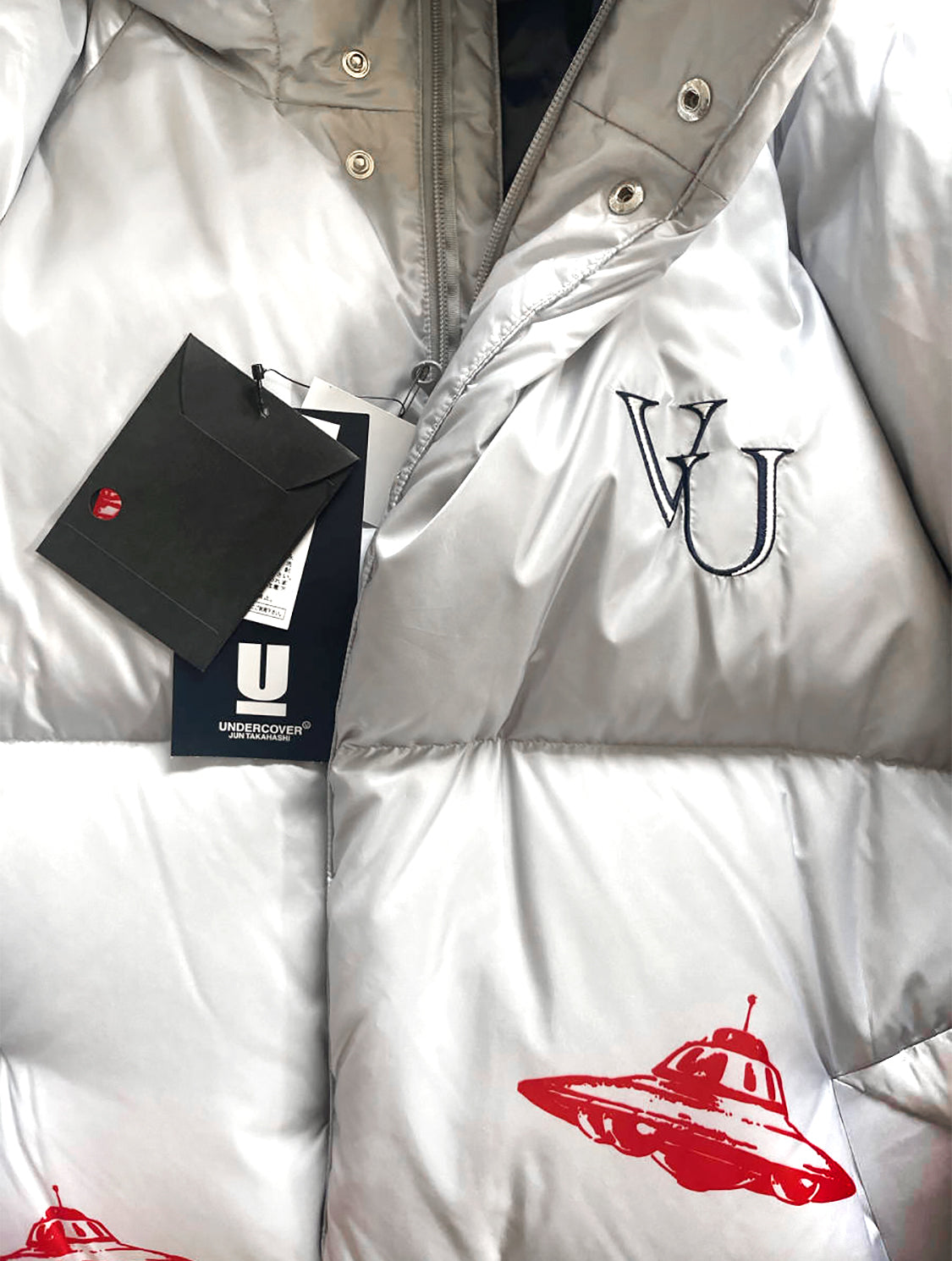 Valentino x Undercover AW 2019 UFO Silver and Red Puffer Jacket