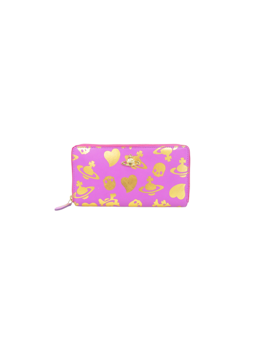 Vivienne Westwood 1990s Skull Motif Long Zipper Wallet