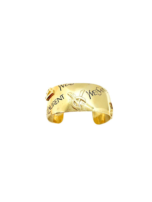 Yves Saint Laurent 1990s Rare Gold Logo Cuff
